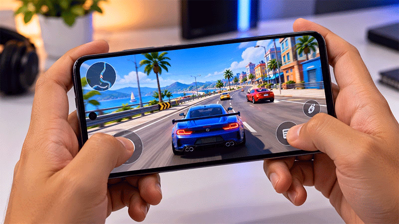Celular com 6 GB de RAM rodando um jogo leve