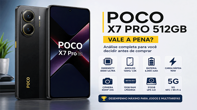 POCO X7 Pro 512GB com 12GB de RAM em análise para saber se vale a pena