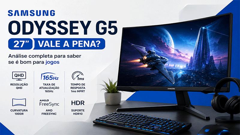 Samsung Odyssey G5 27 QHD 165Hz em análise para saber se vale a pena