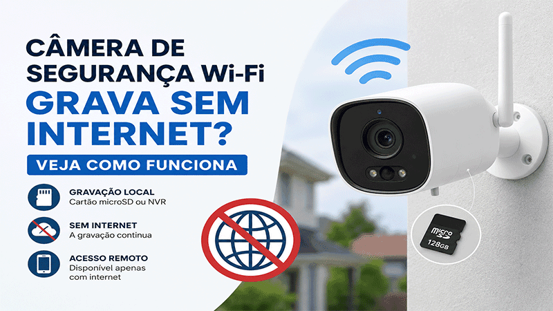 Câmera de segurança Wi-Fi grava sem internet
