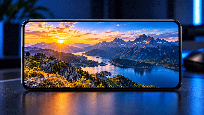 Tela AMOLED do POCO X7 Pro em destaque, com resolução 1,5K e taxa de atualização de até 120 Hz.