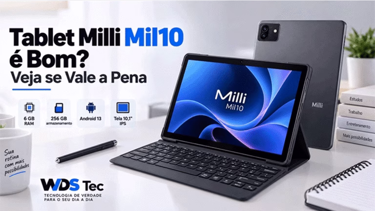 Tablet Milli Mil10 com teclado Bluetooth e tela de 10 polegadas