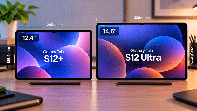 Galaxy Tab S12+ e Galaxy Tab S12 Ultra lado a lado