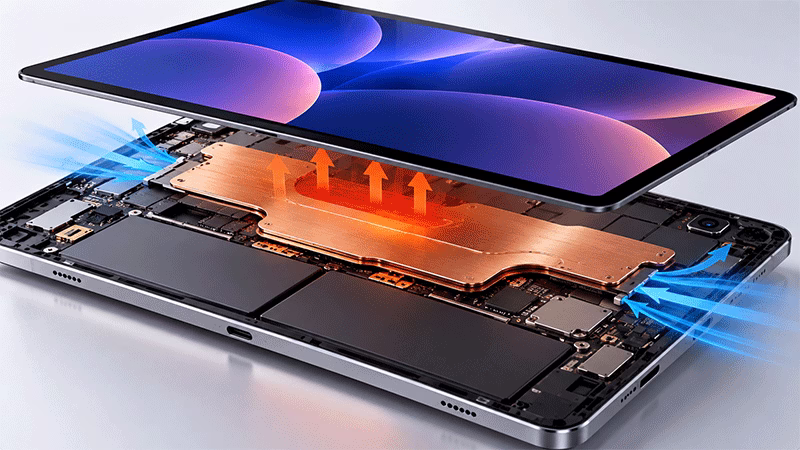 Sistema de refrigeração interno de um tablet de alto desempenho